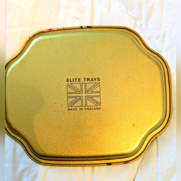 Gold Tray w Chattering Birds, Flowers, Elite Trays, England - Picture 2 of 2